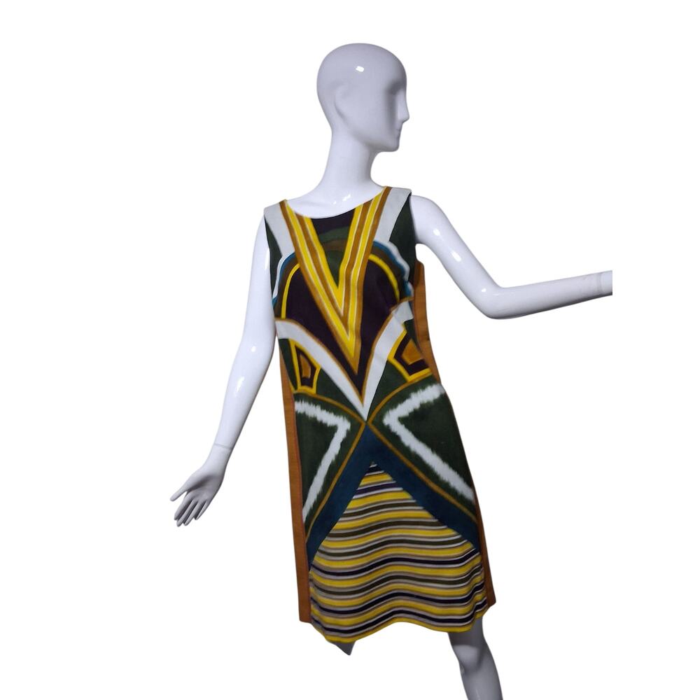 Lafayette 148 NY Women's size 6 Ficus Tiki Geometric Art to Wear Preppy Dress